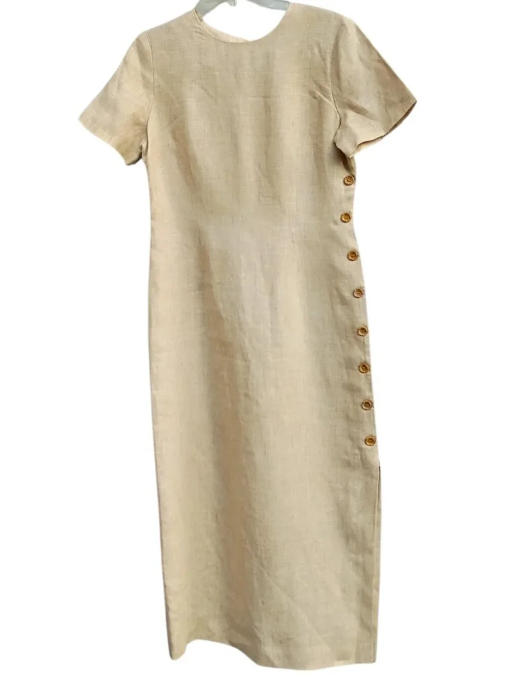 Talbots vintage wheat color linen lined maxi dress sz 6 - Picture 1 of 14